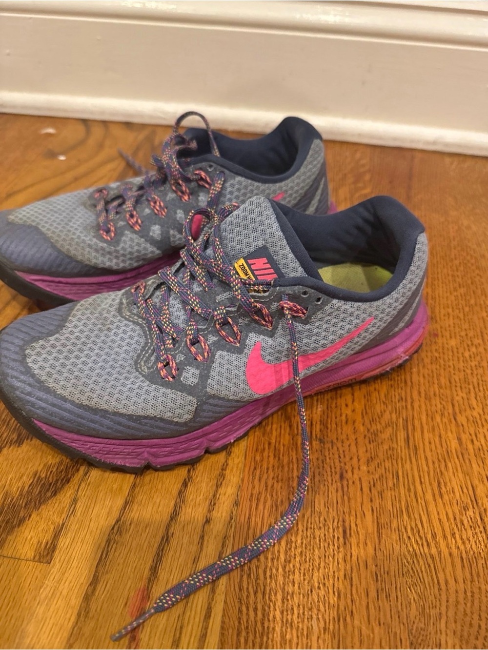 Nike Women’s Trail Running Shoes - Gray with Bright Pink Swoosh